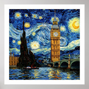 Affiche Nuit étoilée Big Ben Londres Angleterre