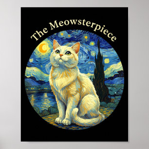Affiche Nuit Étoilée Chat Drôle Le Meowsterece Van Gogh Hu