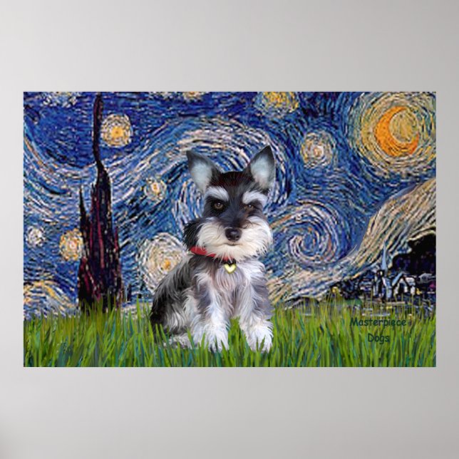 Affiche Nuit étoilée - chiot Schnauzer #10 (Devant)