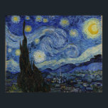 Affiche Nuit étoilée de Van Gogh Ciel bleu tourbillonnant<br><div class="desc">La Nuit étoilée (1889) est sans conteste le chef-d'œuvre le plus reconnaissable de Vincent van Gogh, peint lors de son séjour à Saint-Rémy. Cette œuvre iconique présente un ciel nocturne magnifique et tourbillonnant, rempli d'étoiles lumineuses et d'un croissant de lune brillant, dominant un village silencieux et endormi. Le cyprès sombre...</div>