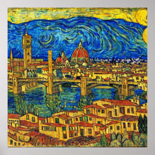 Affiche Nuit étoilée Florence Italie