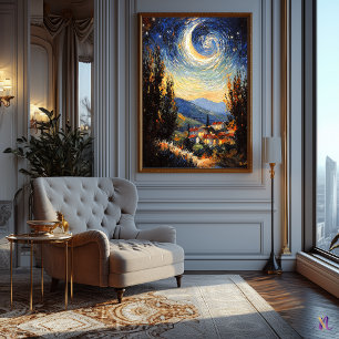 Affiche Nuit étoilée inspirée de l'impressionnisme