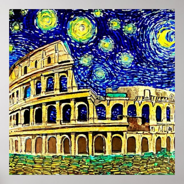 Affiche Nuit étoilée Rome Italie (Devant)