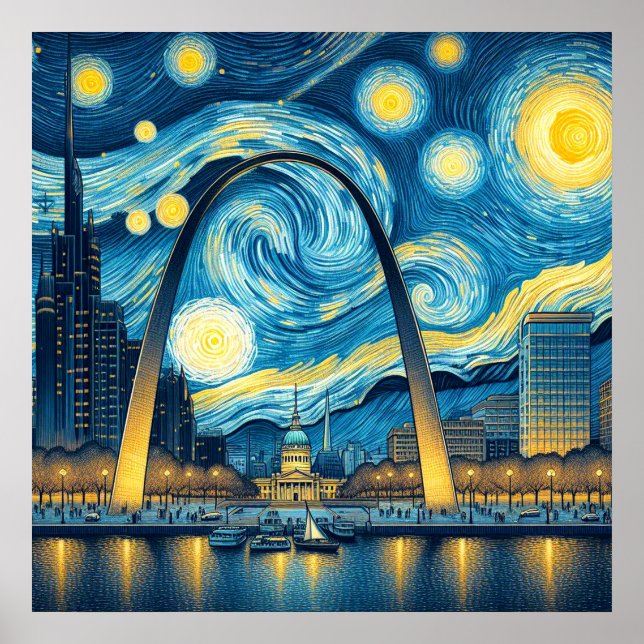 Affiche Nuit étoilée St. Louis Missouri (Devant)