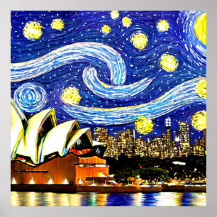 Affiche Nuit étoilée Sydney Australie Opéra de Sydney