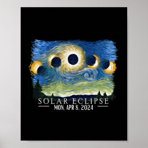 Affiche Nuit étoilée Total Solaire Eclipse 2024 Tot Améric