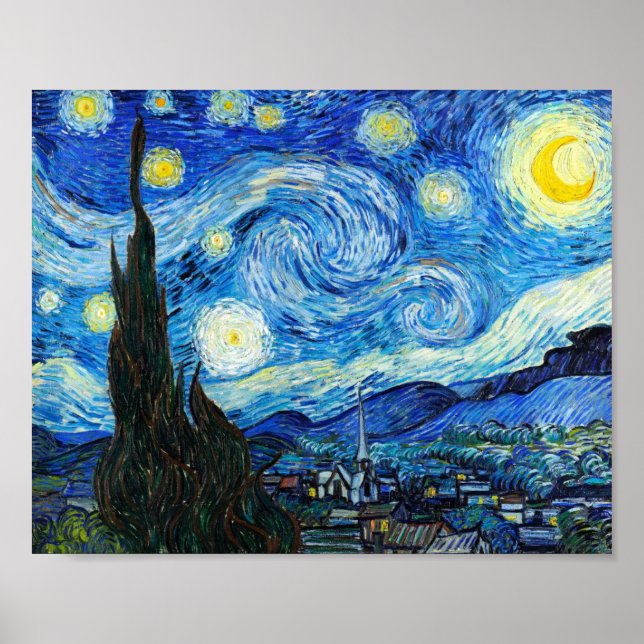 Affiche Nuit étoilée Vincent Van Gogh Paysage Art (Devant)