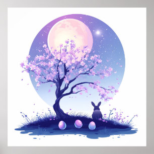 Affiche Nuit lunaire de lapin