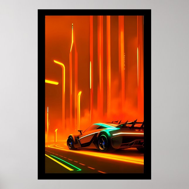 Affiche Nuit Neon Race 3000 - Ken Gage Art (Devant)