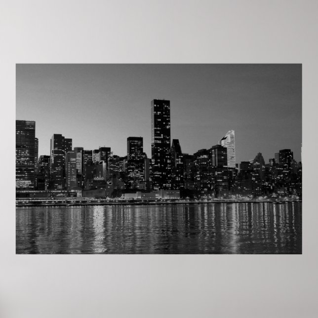 Affiche Nuit Noir Noir Blanc New York (Devant)