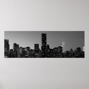 Affiche Nuit Noir Noir Blanc New York
