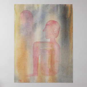 Affiche Nuit Rouge Moon Aquarelle Imprimer