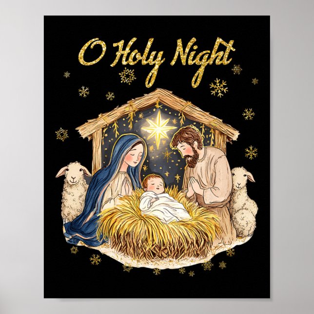 Affiche Nuit Sainte Religieuse Noël Nativité Scène F (Devant)