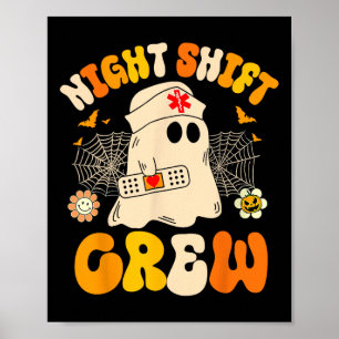 Affiche Nuit Shift Crew Ghost Halloween Nurse Funny