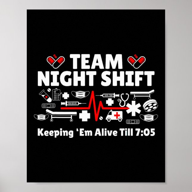 Affiche Nuit Shift Nurse Life Rn Lpn Cna Soins de santé Co (Devant)