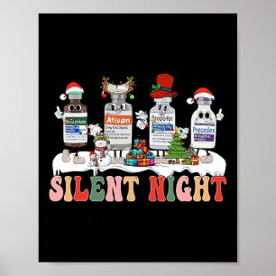 Affiche Nuit silencieuse Joyeux Noël Infirmière Pilules Ph