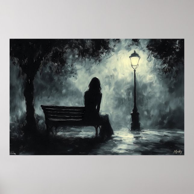 Affiche Nuit solitaire sous le réverbère (Devant)