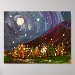 Affiche Nuit torride sur les arbres d'automne