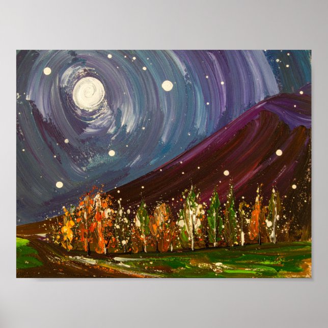 Affiche Nuit torride sur les arbres d'automne (Devant)
