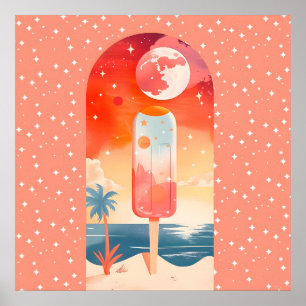 Affiche Nuit tropicale estivale étoilée
