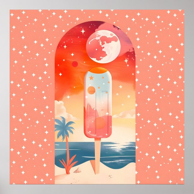 Affiche Nuit tropicale estivale étoilée (Devant)
