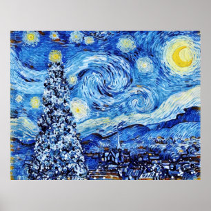 Affiche Nuit Van Gogh Starry - White Christmas Tree Poste