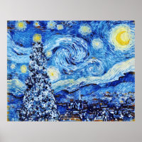 Nuit Van Gogh Starry - White Christmas Tree Poste