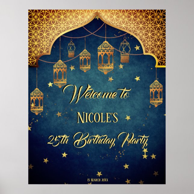 Affiche nuits arabes Anniversaire fête accueil personnalis (Devant)
