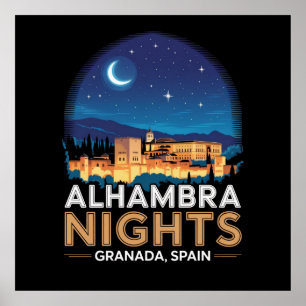 Affiche Nuits de l'Alhambra - Grenade Espagne Travel Art