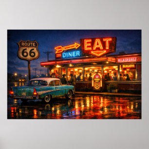 Affiche Nuits du diner néon de la route 66