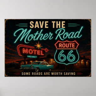 Affiche Nuits du motel néon Route 66