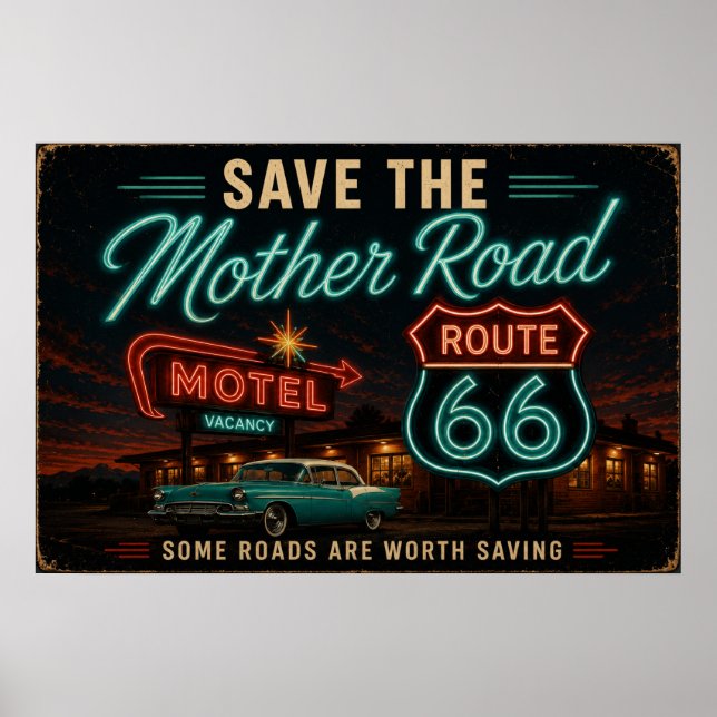 Affiche Nuits du motel néon Route 66 (Devant)