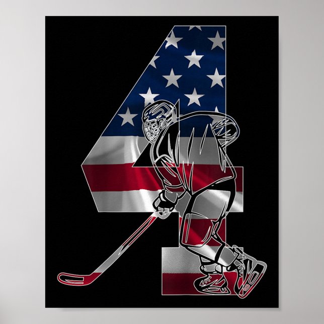 Affiche Number 4 Years Ice Hockey 4th Birthday (1)  (Devant)