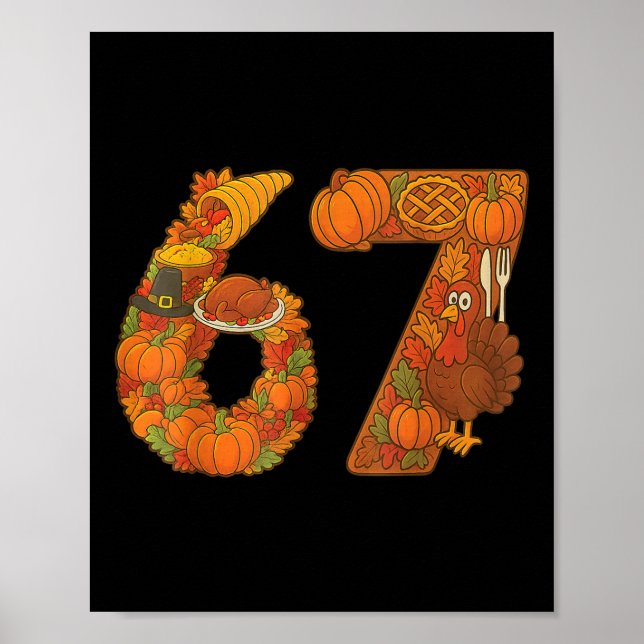 Affiche Number 67 Matching Six Seven 6 7 Meme 67 Thanksgiv (Devant)