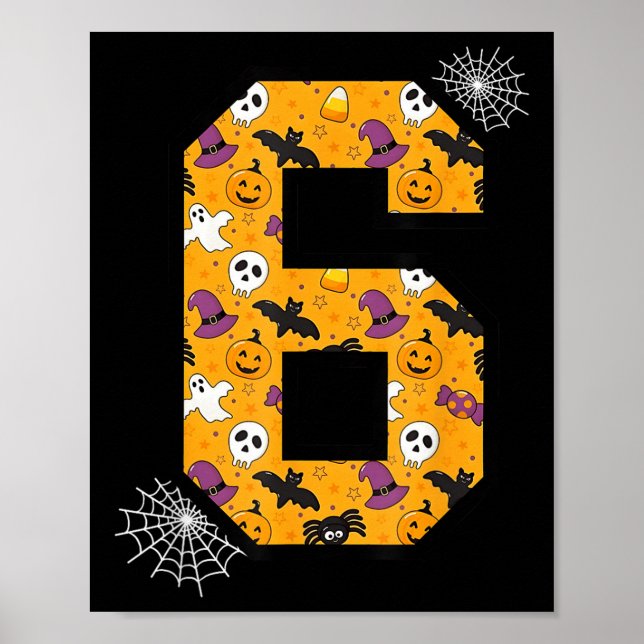 Affiche Number 6 Funny Meme Saying 6 7 Six Seven Halloween (Devant)
