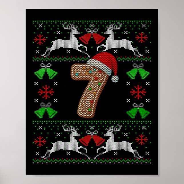 Affiche Number 7 67 Meme Funny Ugly Xmas Christmas Sweater (Devant)