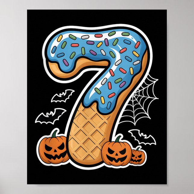 Affiche Number 7 Ice Cream Seven Halloween Pumpkin Men Wom (Devant)