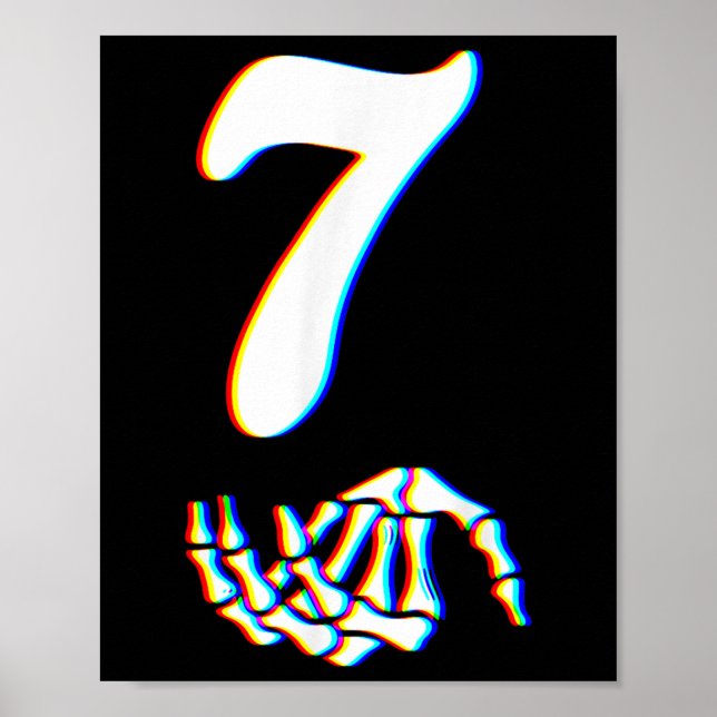 Affiche Number 7 Matching 67 Meme Skeleton Hand Halloween  (Devant)