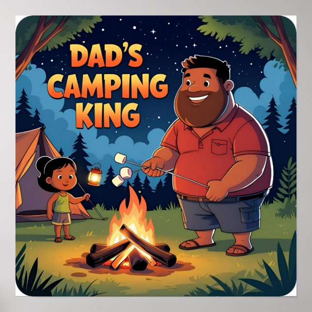 Affiche numérique de l’aventure de camping papa Im (Devant)
