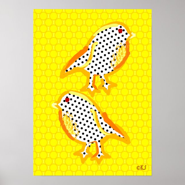 affiche numérique 'oiseau jaune' (Devant)
