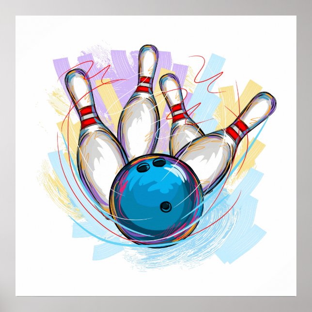 Affiche numériquement bowling peint (Devant)