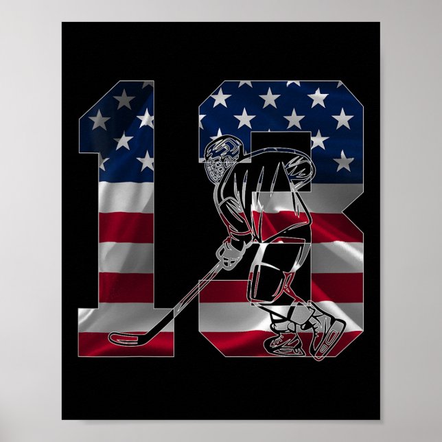 Affiche Numéro 13 Ans Hockey sur glace 13e Anniversaire  (Devant)
