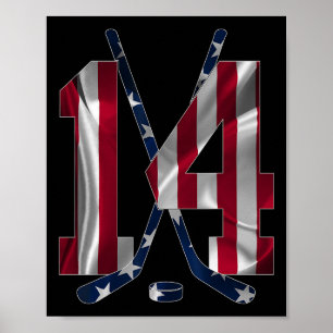 Affiche Numéro 14 Ans Hockey sur glace 14e Anniversaire