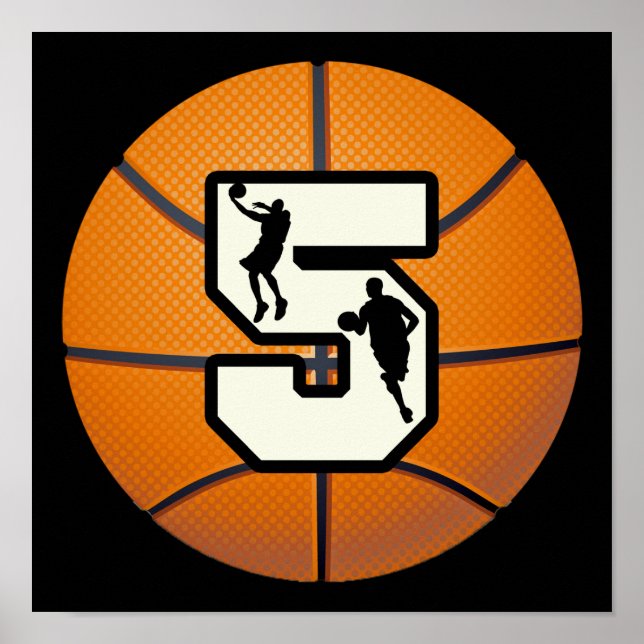 Affiche Numéro 5 Basketball et joueurs (Devant)