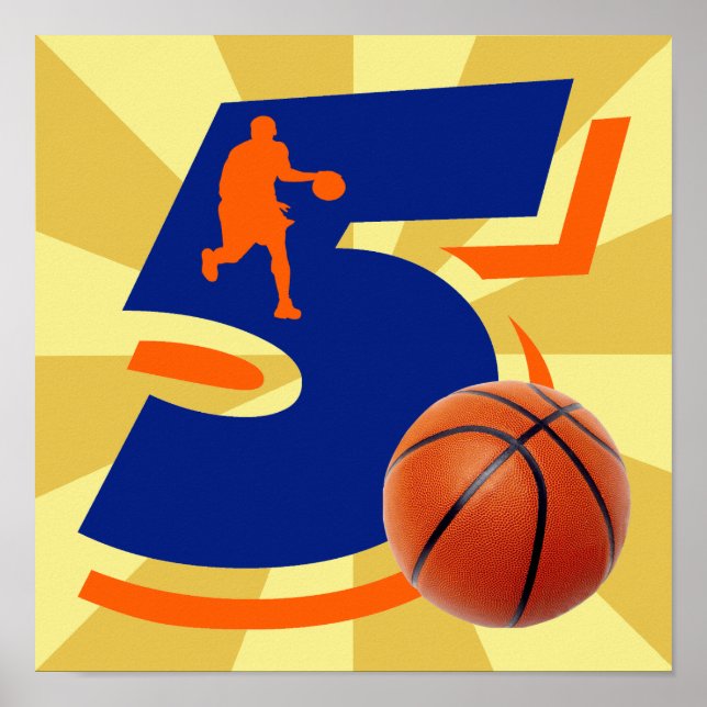 Affiche Numéro 5 Joueur de basket-ball (Devant)