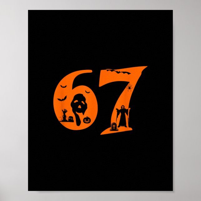 Affiche Numéro 67 Citation drôle de mème 6 7 Six Sept Épou (Devant)