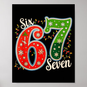 Affiche Numéro 67 Drôle Six Sept 6 7 Mème Lumière de Noël