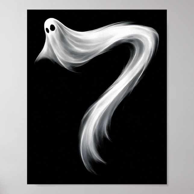 Affiche Numéro 7 Fantôme Drôle Six Sept 67 Halloween Meme  (Devant)