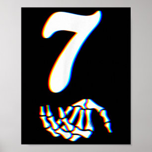 Affiche Numéro 7 Main de squelette de Halloween de Meme co