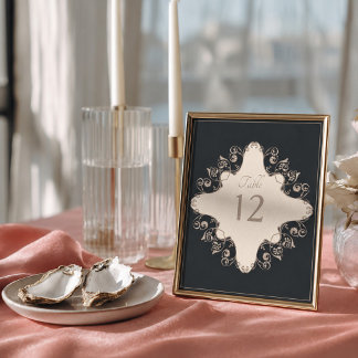 Affiche Numéro de table de mariage baroque de luxe